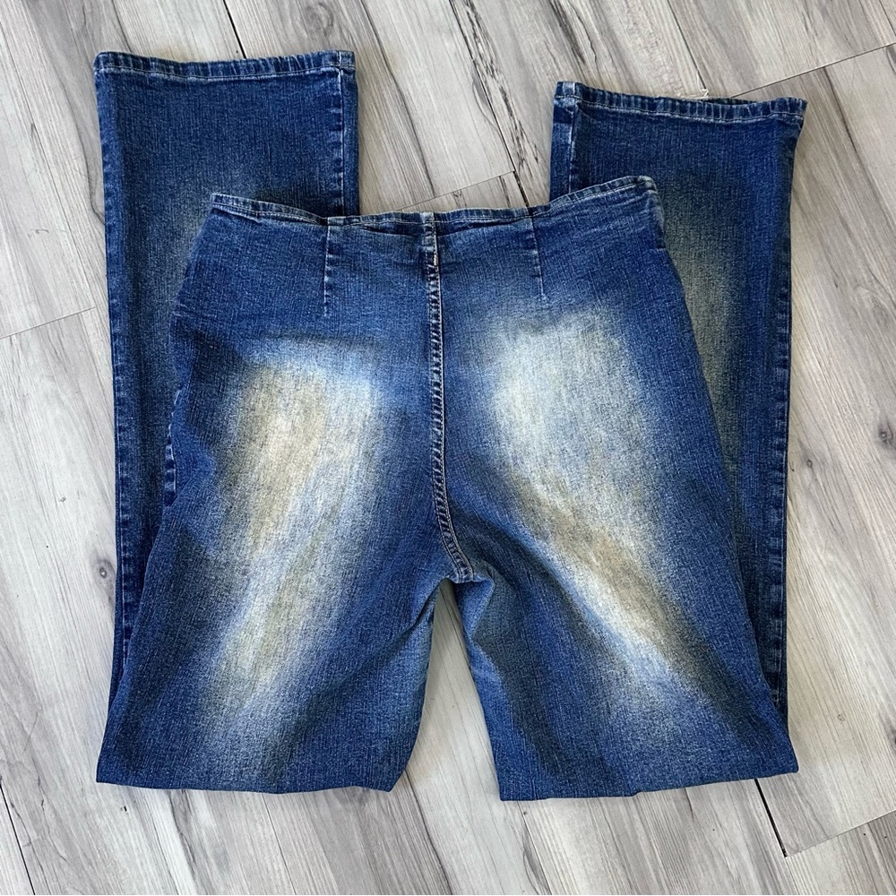 Retro LIQUID X Jeans Size 4/6 Flare Leg Built in Triple Prong 3" Wide Denim Belt - Picture 5 of 6